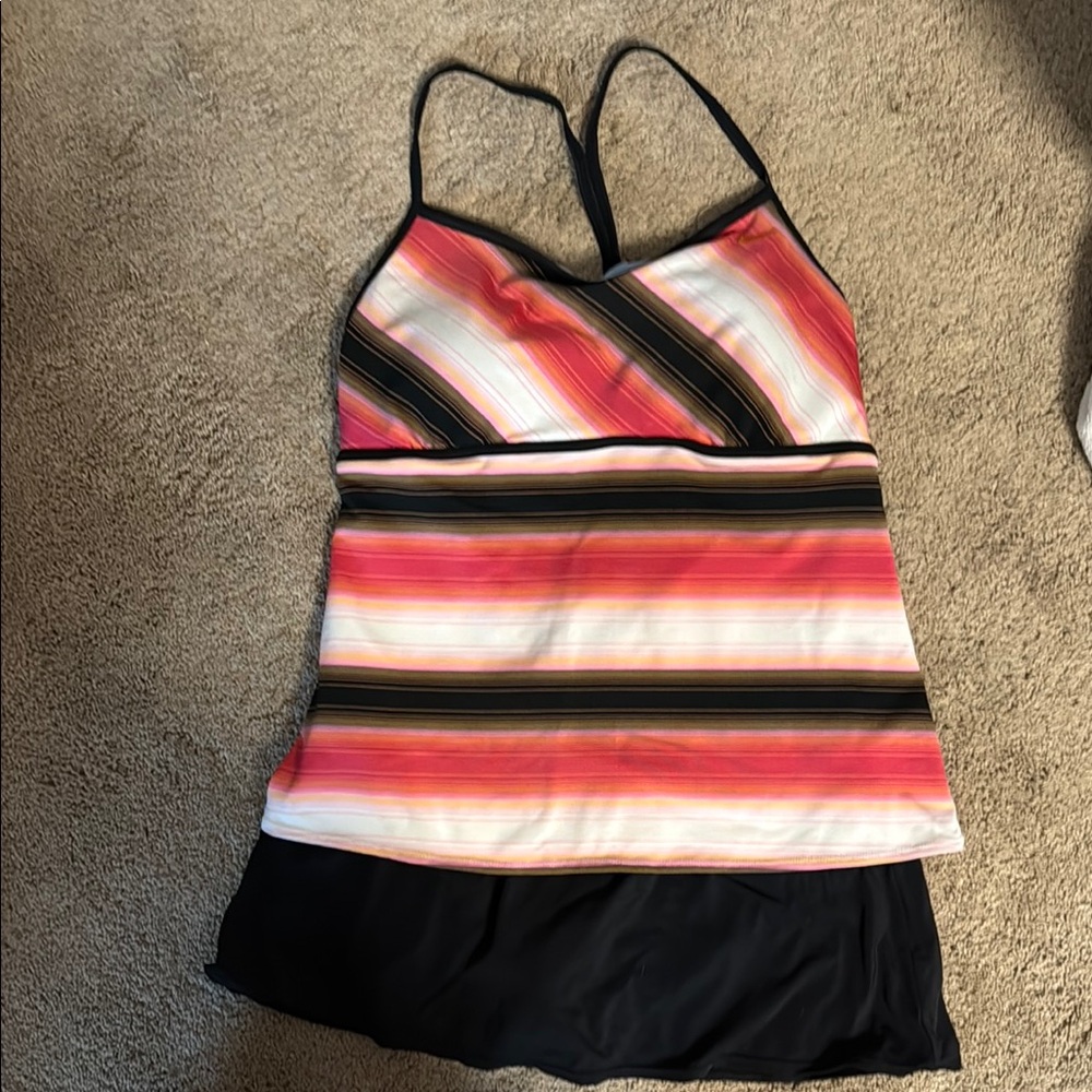 Nike women’s Striped Multicolor Tankini Top with skirted bottom